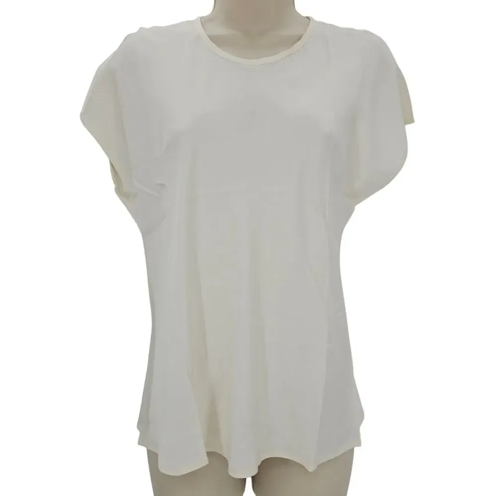 J. Crew Womans size S Drapey Crewneck Satin T-Shirt Top Blouse White CD050 NEW